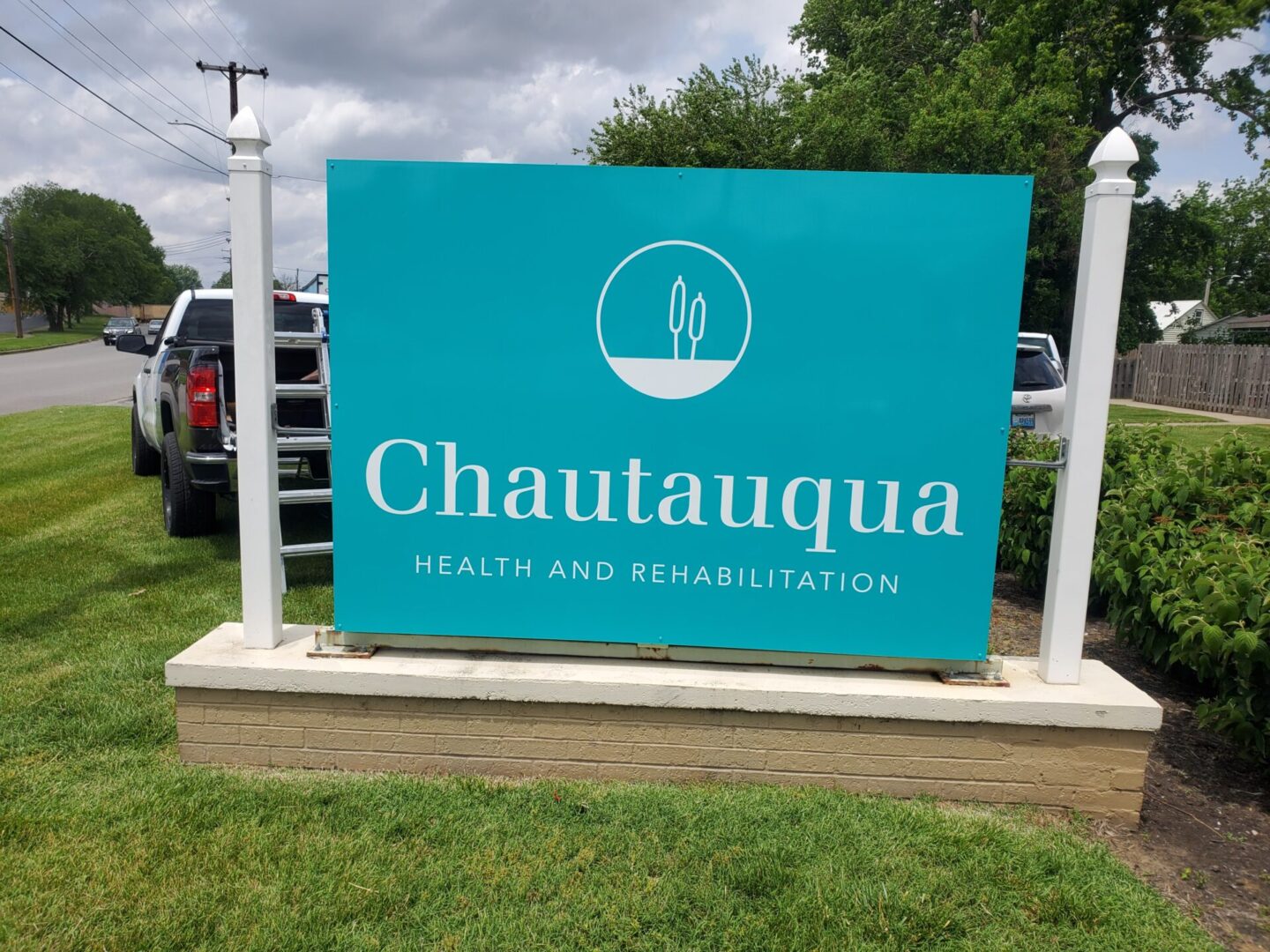 A sign for chautauqua health and rehabilitation.