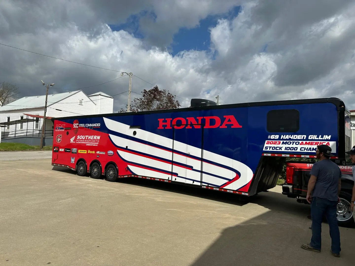 A large truck with the honda logo on it.