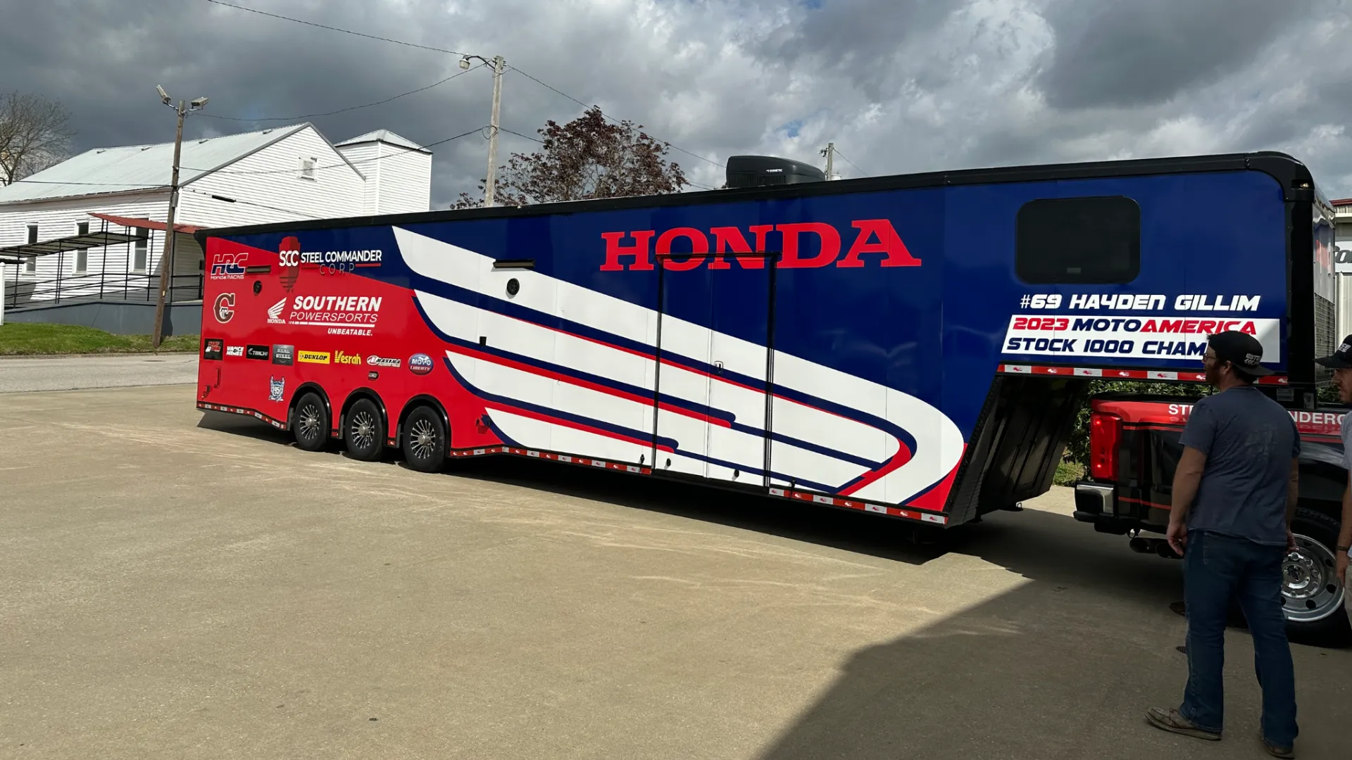 A large truck with the word honda on it.